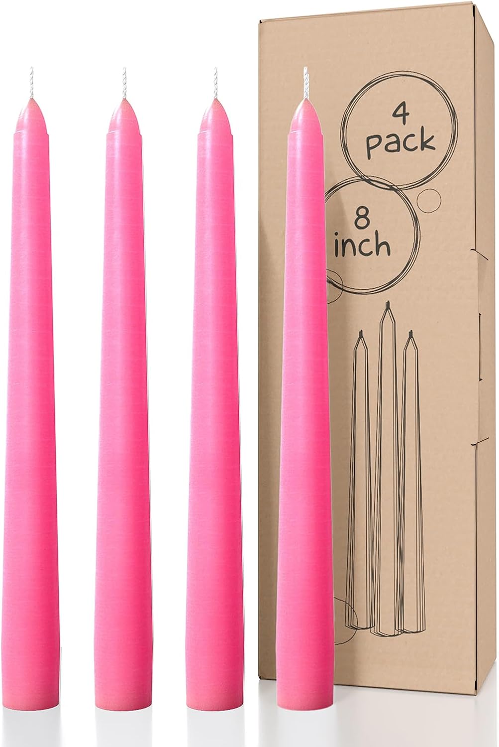 4pcs Dinner Taper Candle Size 8" Dripless